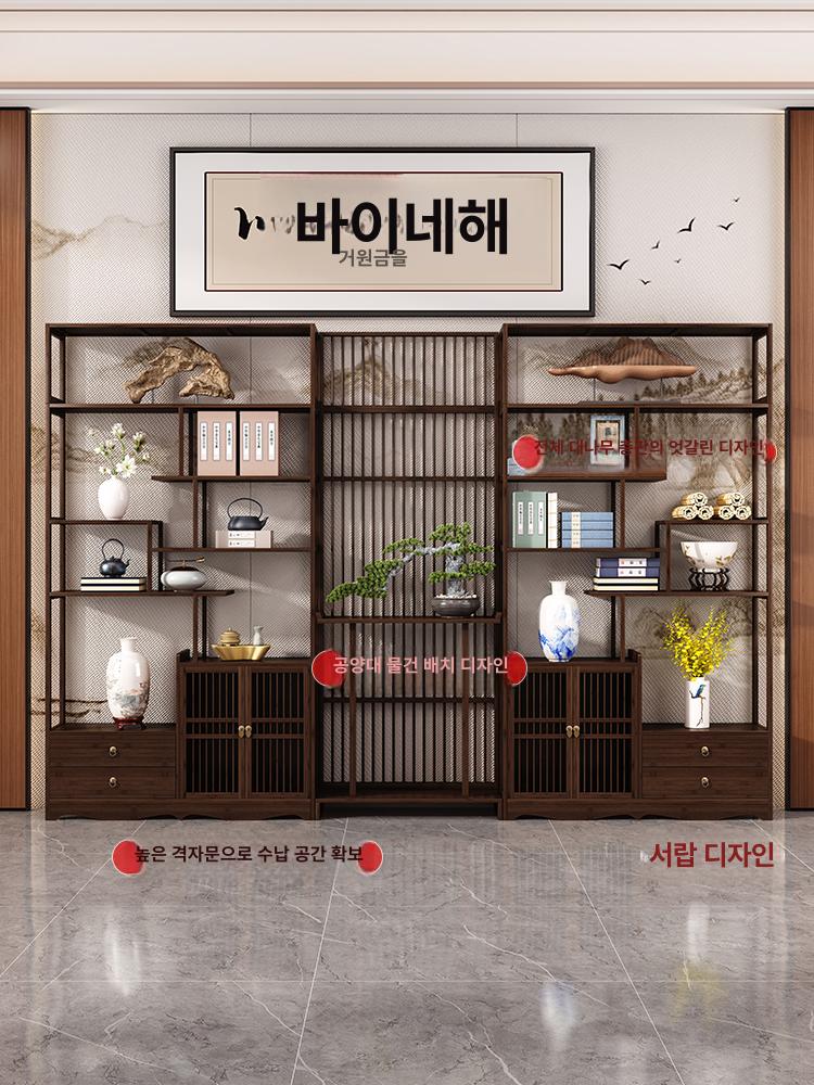 칸막이 파티션 호두색 양문 장식장 라이트럭셔리 그레이 앤티크랙 100 클라우드 조합 현관대 - 상세 이미지 3