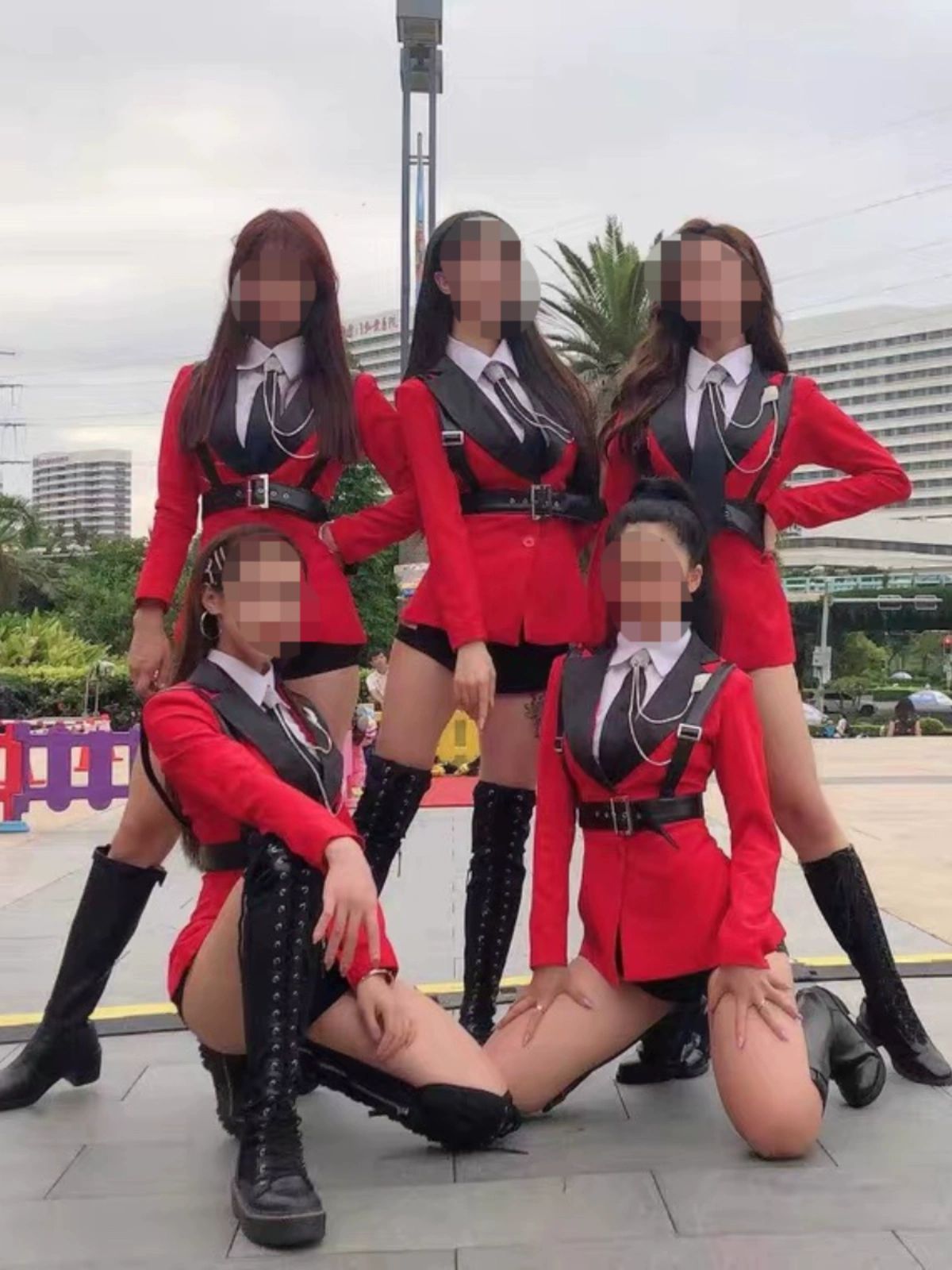 난타복 팬츠 백댄서 의상 사물놀이 복장 단체 무용복 레드 s - 상품 이미지