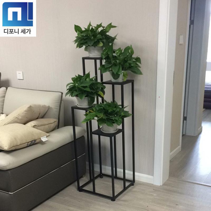 화분 진열대 다용도 난간 거치대 철제 발코니 선반 40 x 40 100cm 나무 화분 4개 포함 - 상세 이미지 3
