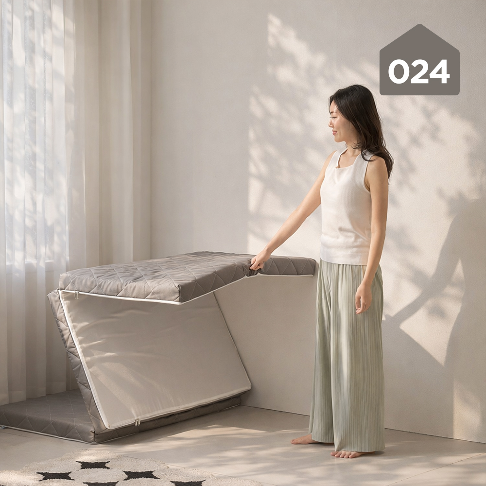 024홈 미니멀 단단한 손잡이 3단 접이식 토퍼 매트리스 8cm 멀티싱글