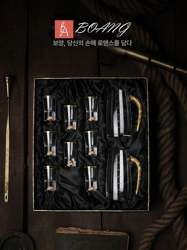 휴대용 고량주잔 바이주 분주기 독주잔 백주 마오타이 체험팩 골드 포일 8잔 상자 - 상세 이미지 5