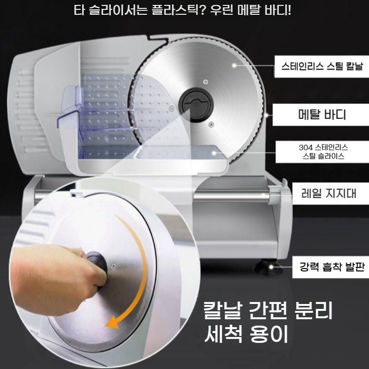 가정용 육절기 전동 고기 슬라이서 탁상용 냉동고기 절단기 250W bying24 - 상세 이미지 5
