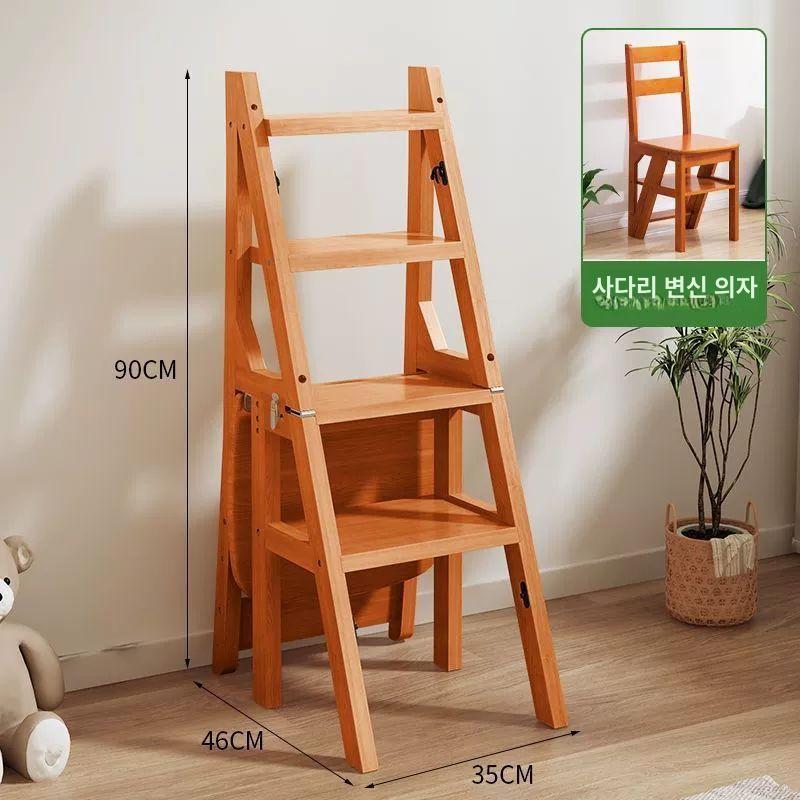 접이식 사다리 의자 우드 나무 원목 스툴 간이 계단 - 상세 이미지 4