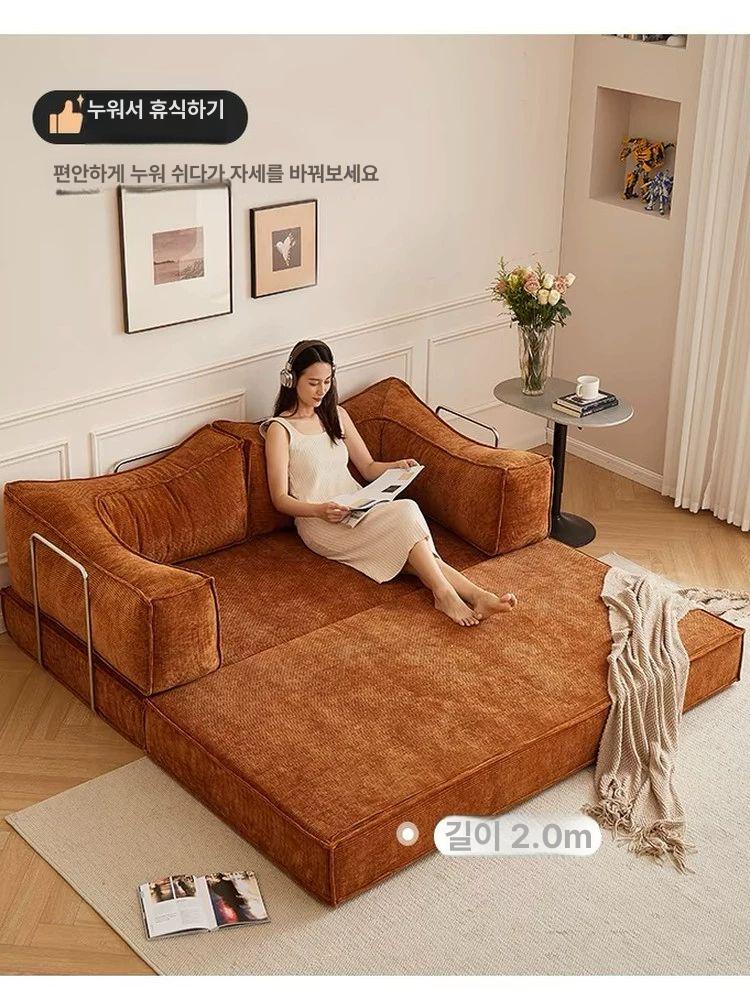 압축 소파 1인용 모듈 2인용 인테리어 골든옐로우 코듀로이 1.0m 등받이1개포함 - 상세 이미지 4