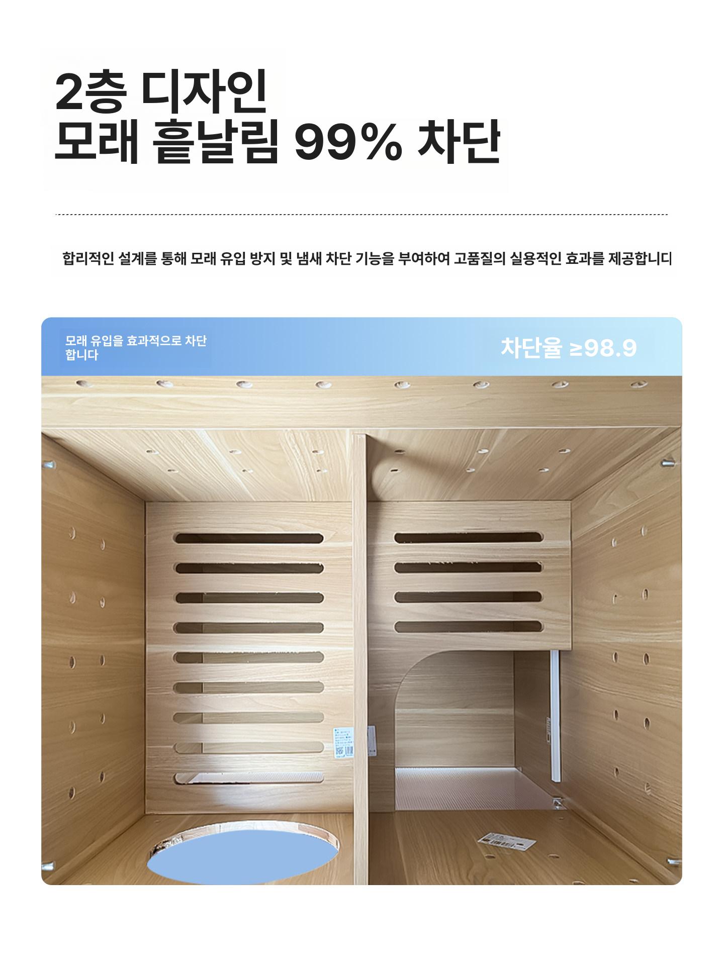 고양이 화장실 사막화방지 후드형 냄새방지 다묘용 수납형 2층 웜화이트 XL 화장실미포함 메인 캣 전용 - 상세 이미지 4