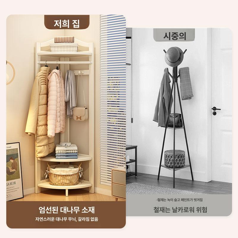 코너행거 옷걸이 벽면 수납 선반 침실 옷정리 옷장 밀키화이트 - 상세 이미지 4