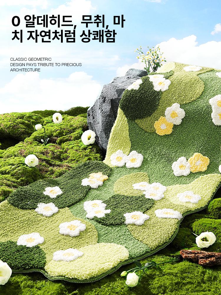 욕실 다용도실 매트 야외용 현관용 바닥 화장실 깔개 컬러풀 플라워 씨 90 x 160cm 3D 높이 조절 러그 표면 - 상세 이미지 4