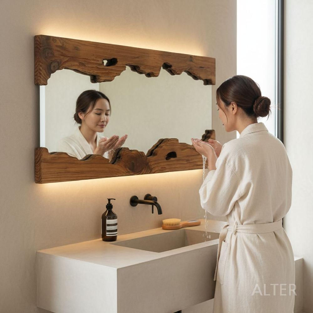 원목 전신 거울 카페 포토존 우드 웨딩샵 빈티지 고재 120x50cm - 상세 이미지 3