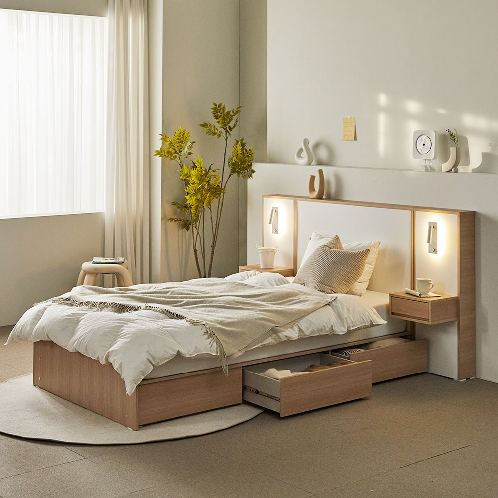 장인가구 밤비 호텔 통서랍 수납침대 프레임 D (높이 230)