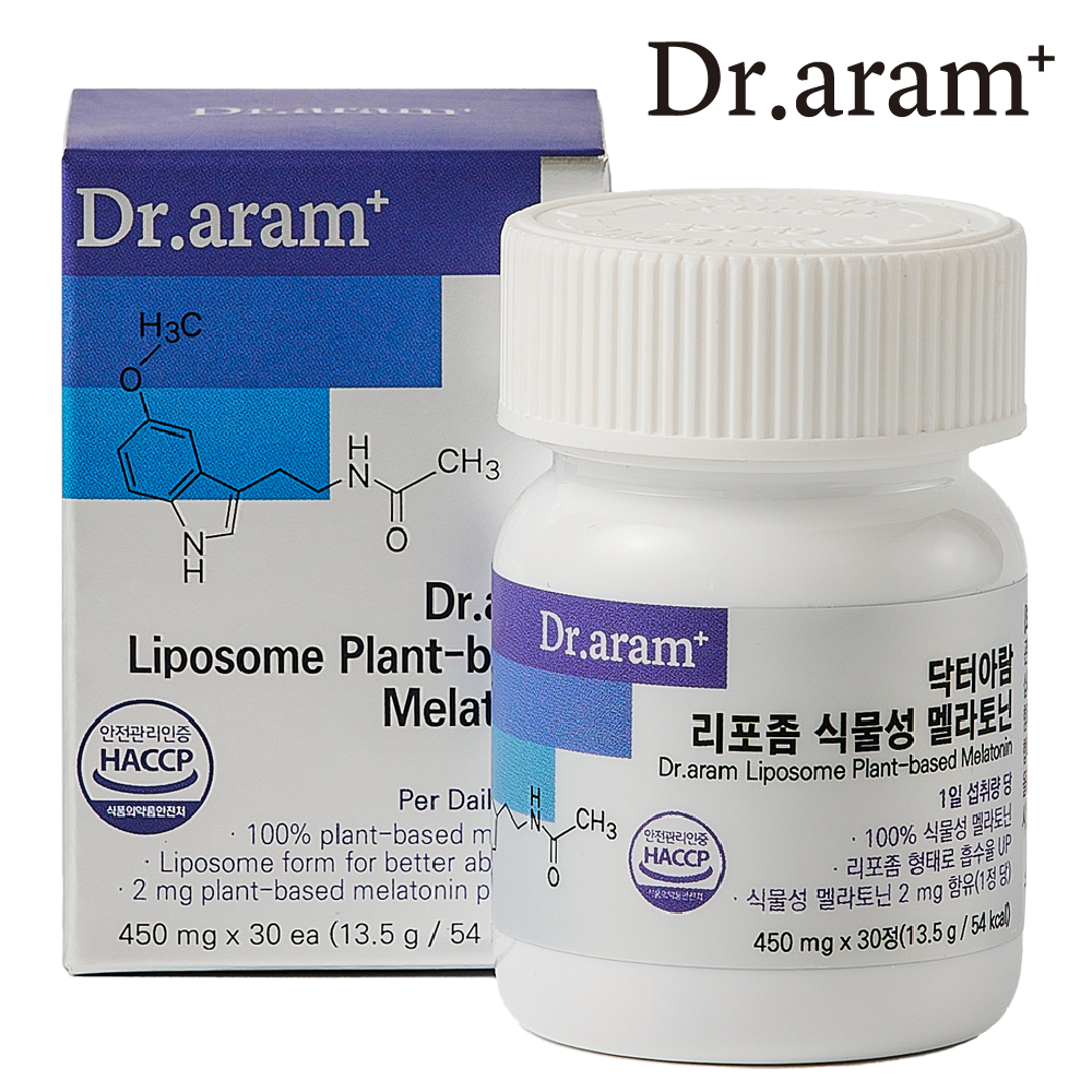 닥터아람 식물성 멜라토닌 세로토닌 테아닌 리포좀 메라토닌 450mg 30정, 1개 제품 이미지