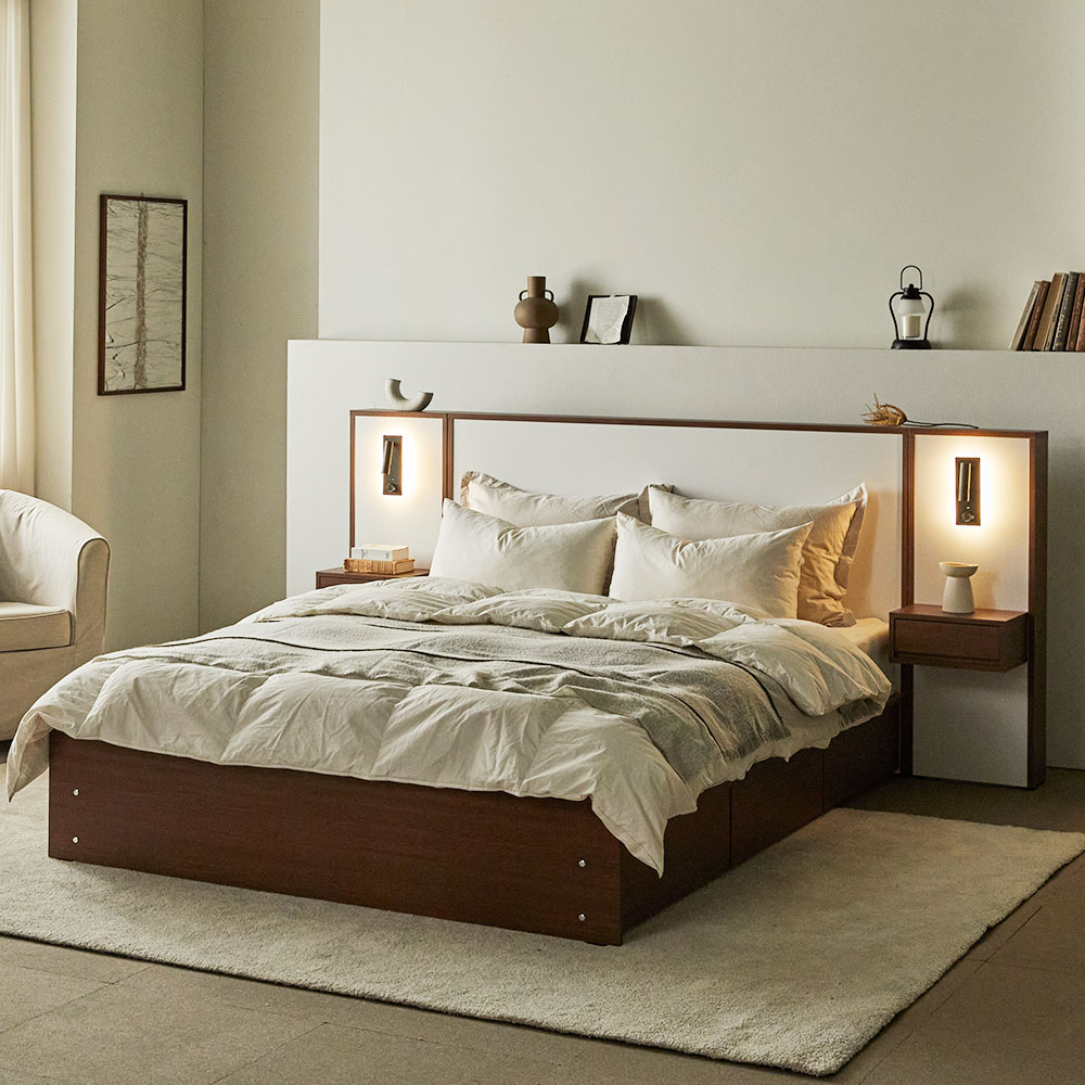 장인가구 밤비 호텔 통서랍 수납침대 프레임 D (높이 230)