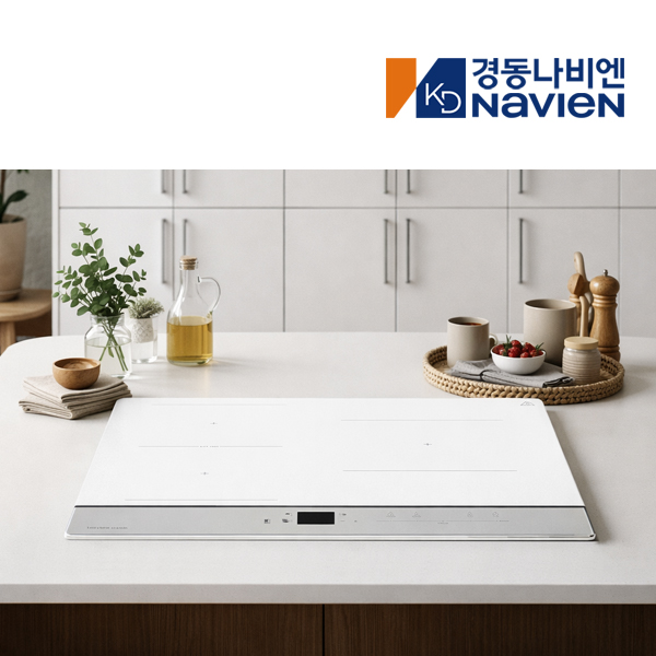 나비엔매직 3구 인덕션 슈퍼플렉스존 전기레인지 3.4kW ERI 3643 빌트인, 화이트 실버