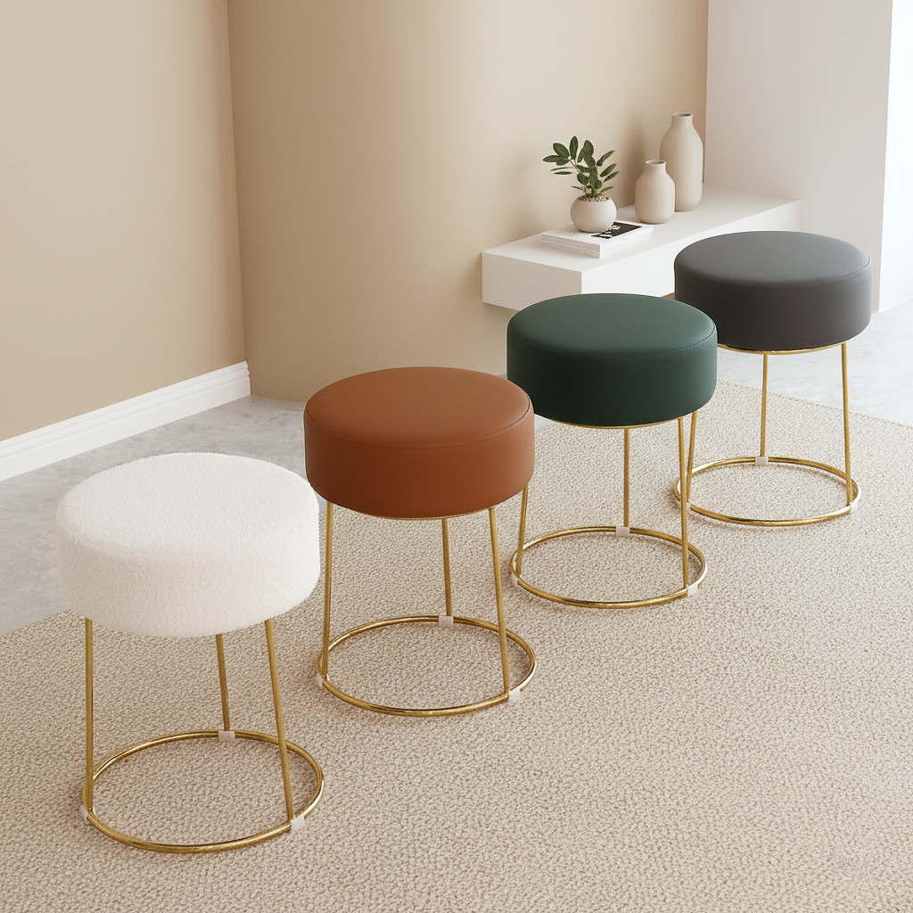 피카소 골드벨벳 인테리어 디자인 카페 원형 다용도 화장대 스툴의자