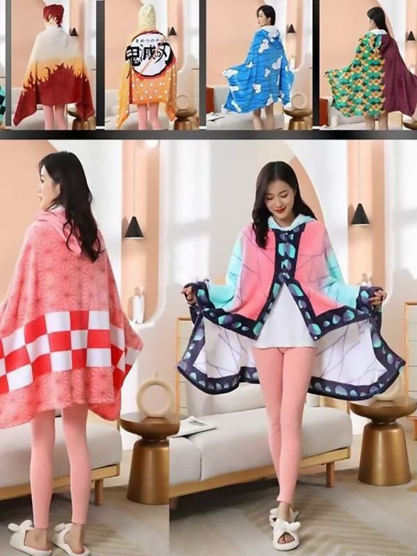 귀멸의칼날 귀칼 애니메이션 겨울 가을 방한용품 굿즈 숄 담요 타월 망토 코스프레 캐릭터 시노부 네즈코 탄지로 렌고쿠쿄주로 젠이츠 - 상세 이미지 2