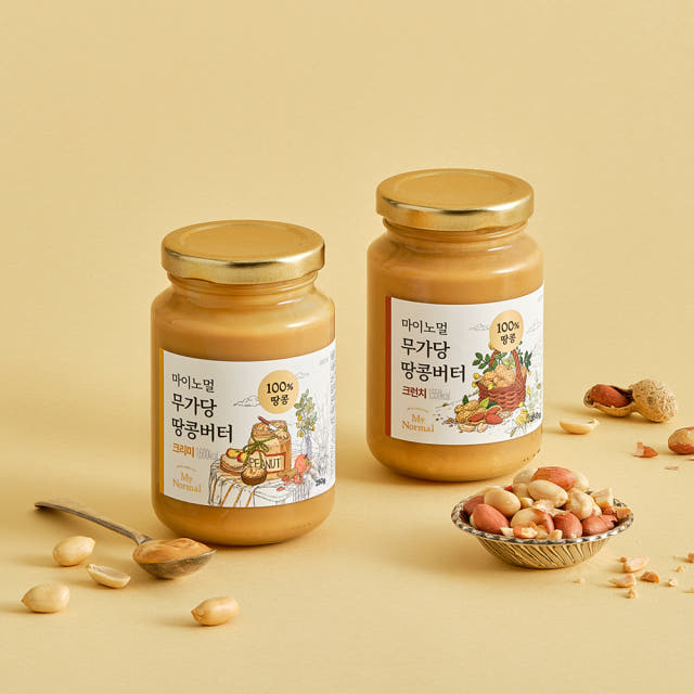 마이노멀 무가당 100% 땅콩버터 크리미250g+크런치250g