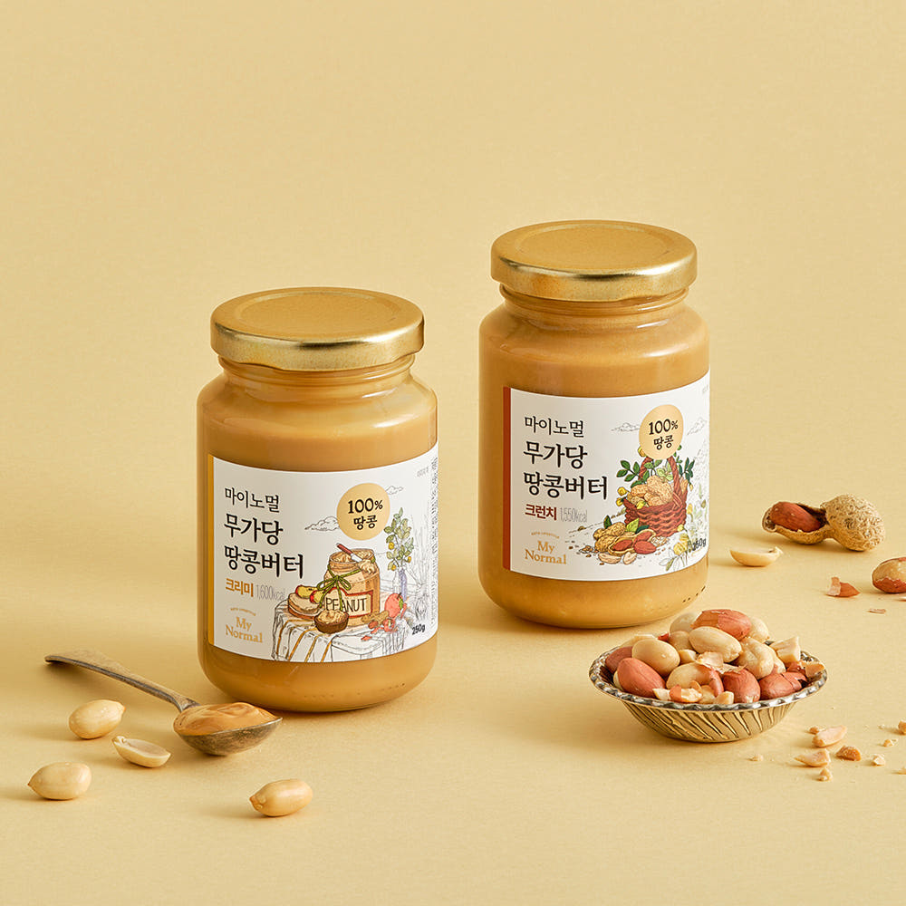 마이노멀 마이노멀 무가당 100% 땅콩버터 크리미 250g + 크런치 250g 외 2종