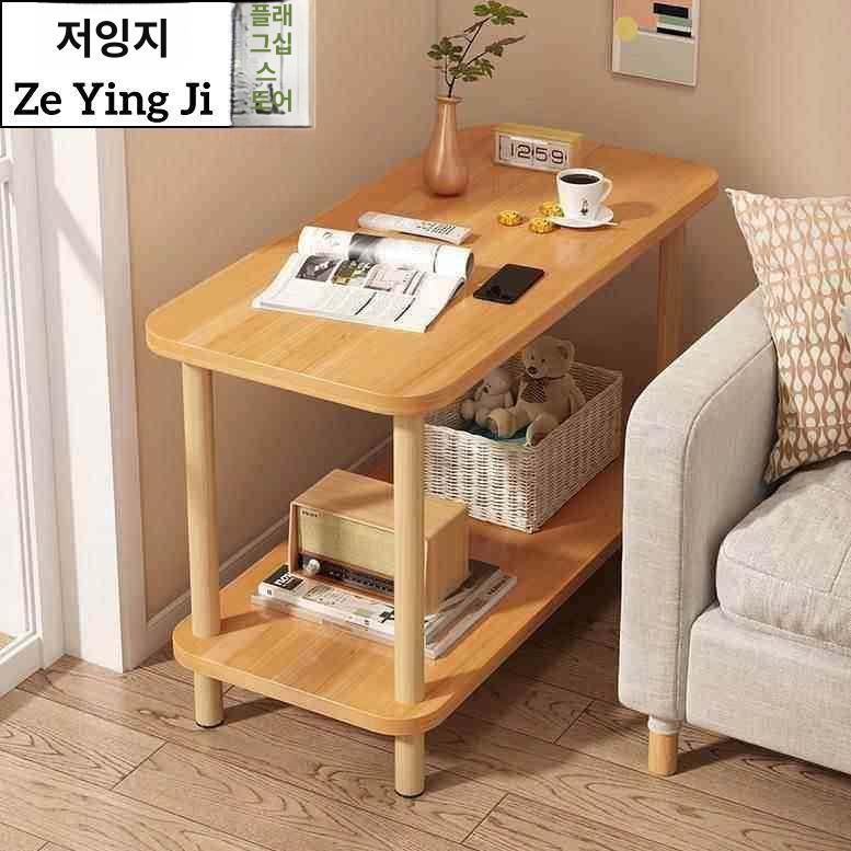 사이드테이블 침실 수납 다용도 테이블 따뜻한 화이트 내추럴 우드 정사각형 단칸 60 x 60 - 상세 이미지 3