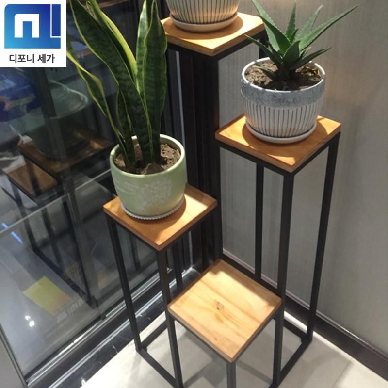 화분 진열대 다용도 난간 거치대 철제 발코니 선반 40 x 40 100cm 나무 화분 4개 포함 - 상세 이미지 4