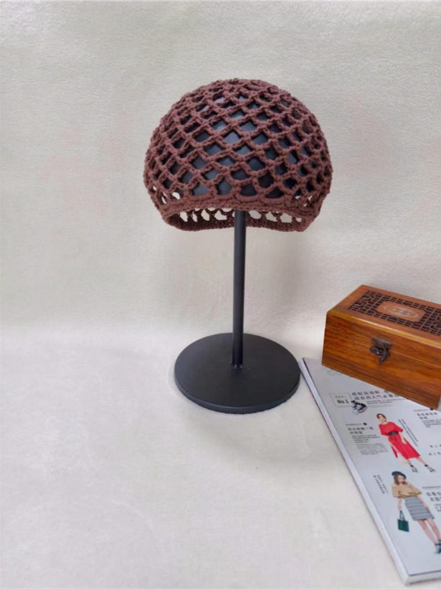 니트 휴양지 스타일 복고풍 스카프 커치프 헤어 삼각 커피색 s 54-56cm - 상품 이미지
