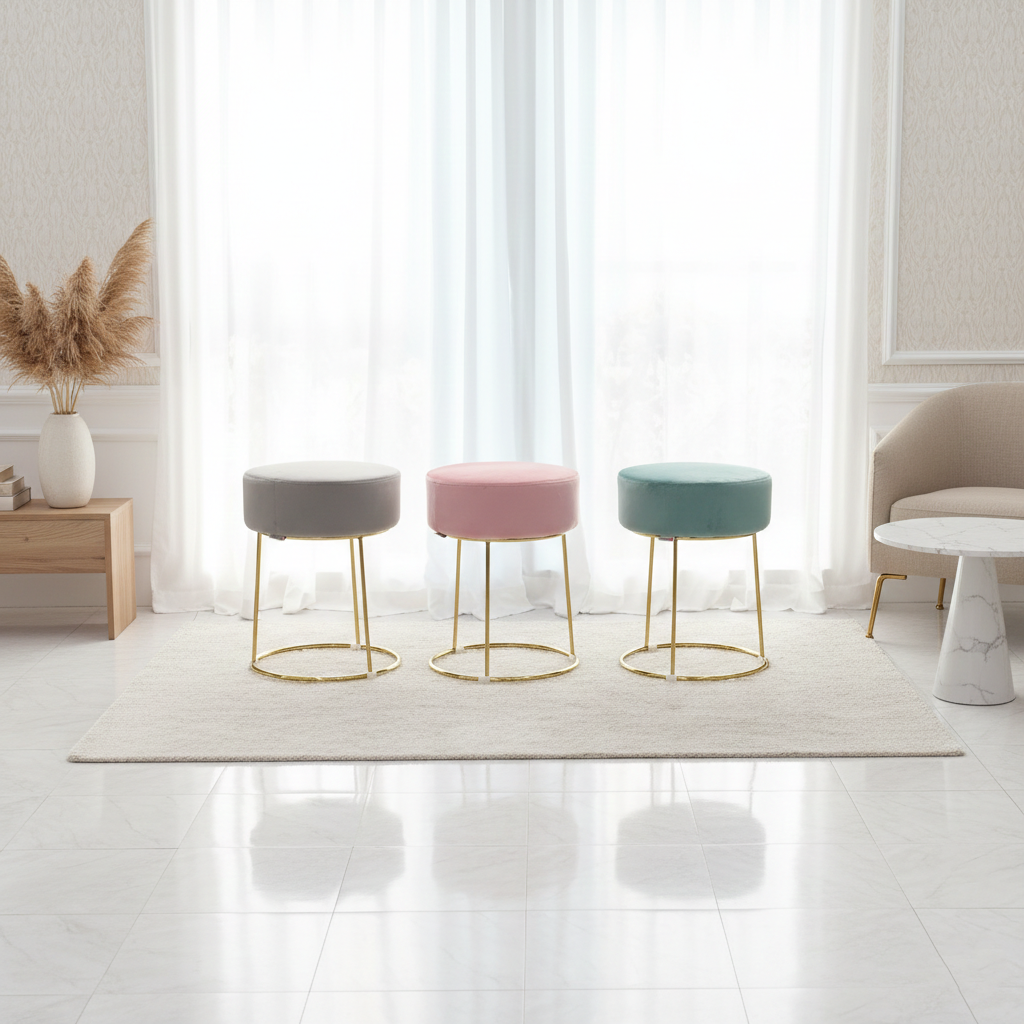 피카소 골드벨벳 인테리어 디자인 카페 원형 다용도 화장대 스툴의자