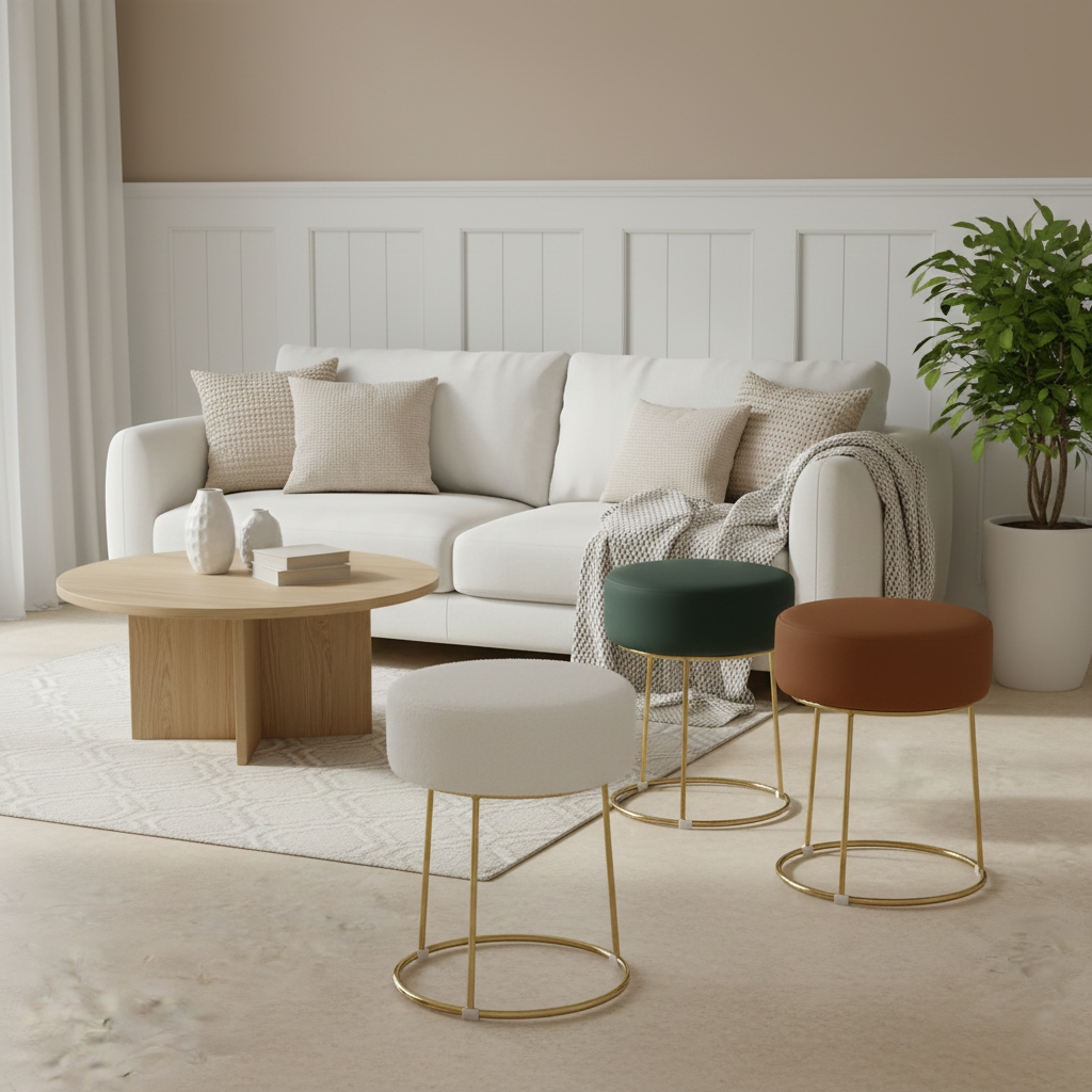 피카소 골드벨벳 인테리어 디자인 카페 원형 다용도 화장대 스툴의자