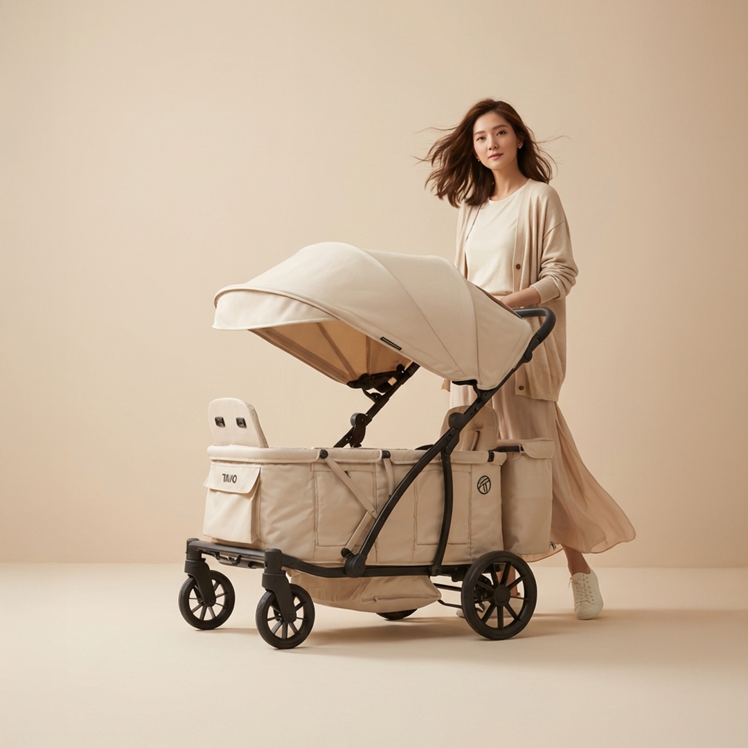 [누비앤타보] TAVO 웨건GT 유모차형 웨건 디럭스급 연년생 등하원용 GT3 베이지+사은품세트