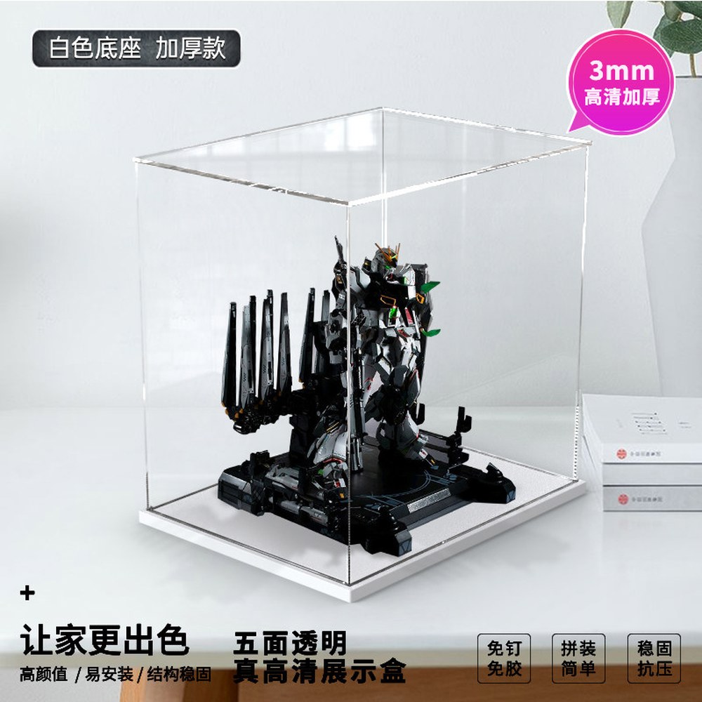 장식장 투명 메탈스트럭쳐 정리함 조명 화이트베이스의두꺼운버전 60cm 도톰함 통상형 화이트 천장 2mm 베이스 55x50x60cm - 상세 이미지 3