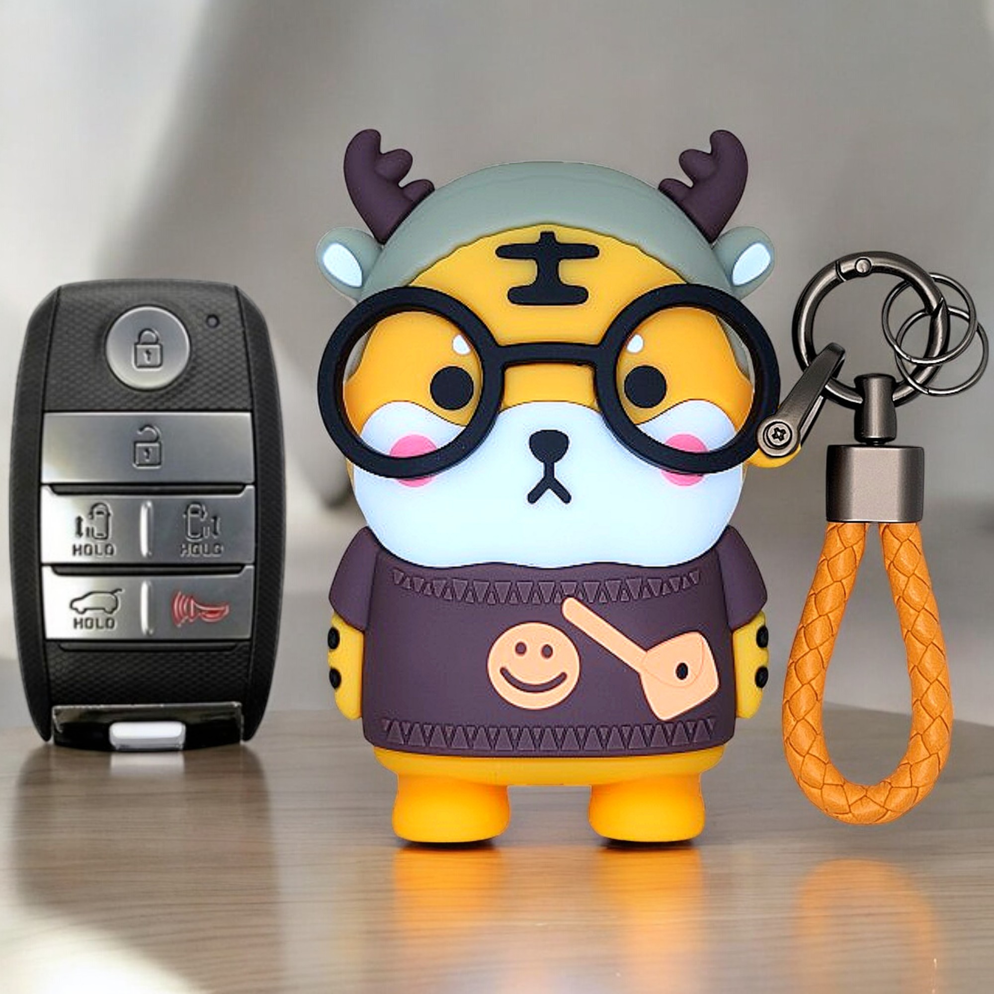 바이어웨이 호랑이 차 키케이스 귀여운 캐릭터 스마트 차키커버 홀더 기아 F 제품 이미지