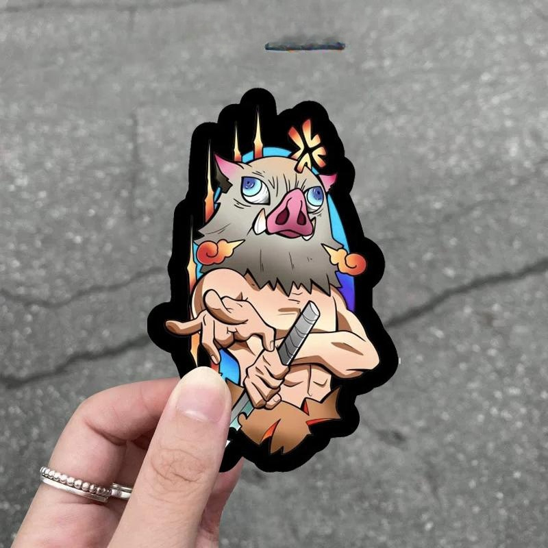 귀멸의 칼날 자동차 스티커 Q버전 오토바이 스쿠터 긁힘 커버 차체 장식 데칼 귀칼 8cm - 상품 이미지