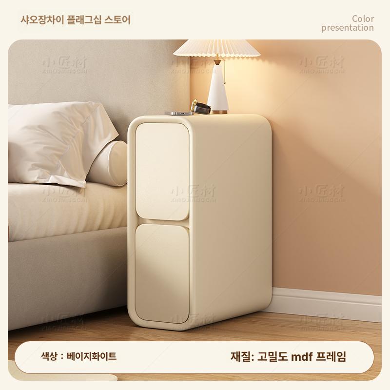 틈새 서랍형 데스크형 슬림 수납 침대 옆 서랍장 수납장 밀키화이트 + 고밀도프레임 완제품 설치불필요 바로사용가능 20x40x47cm 이미지 7