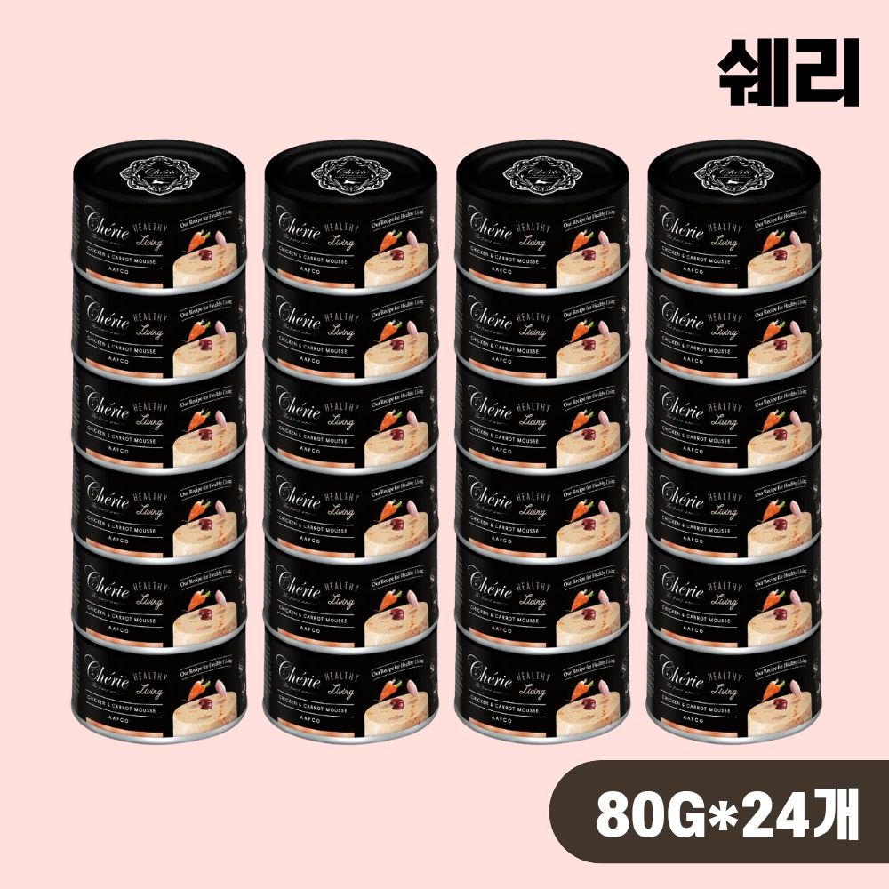 쉐리 블랙라벨 무스 캔 고양이 주식캔 습식 닭고기 당근, 80g, 24개 - 상품 이미지