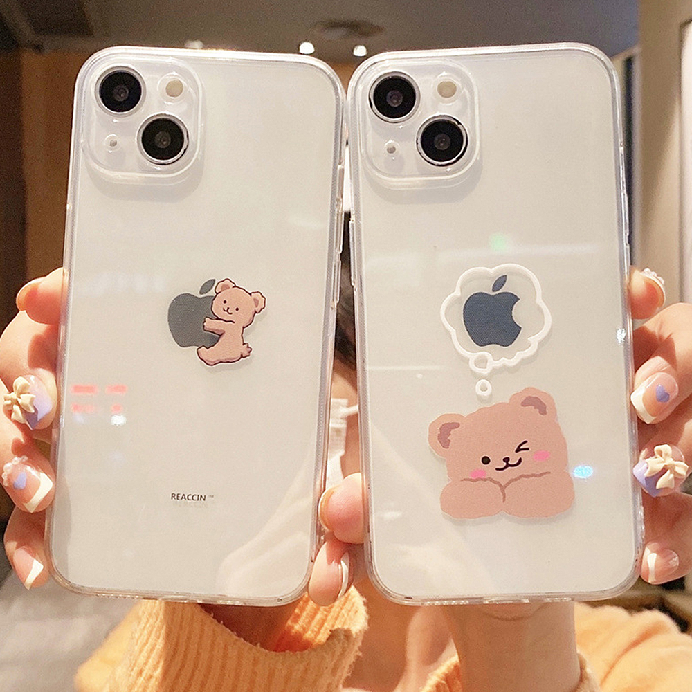 귀여운 폰케이스 사과곰 생각하는 곰 베어허그 아이폰케이스 아이폰전용 - 상품 이미지