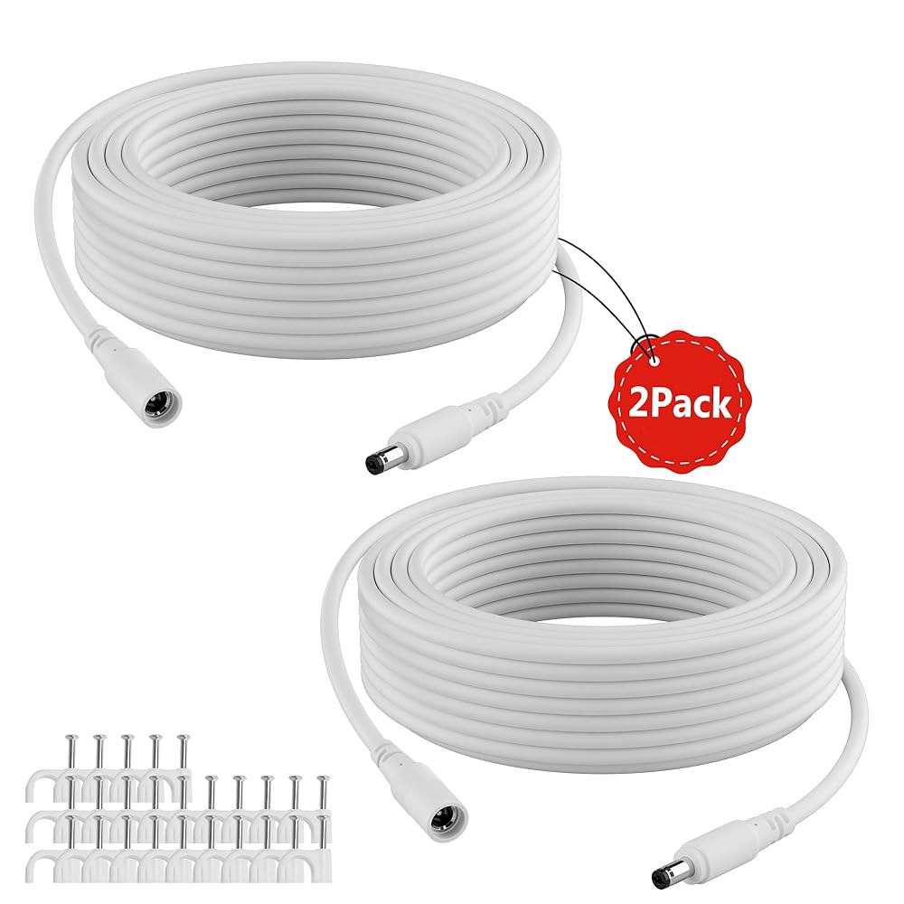 12V DC 전원 연장 케이블 5V 보안 5521 DVR 9V 네트워크, 공급 독립형, 5.5mm 어댑터 카메라, 7.6m(25피트), 수-암 코드, x 2.1mm IP LED - 상품 이미지