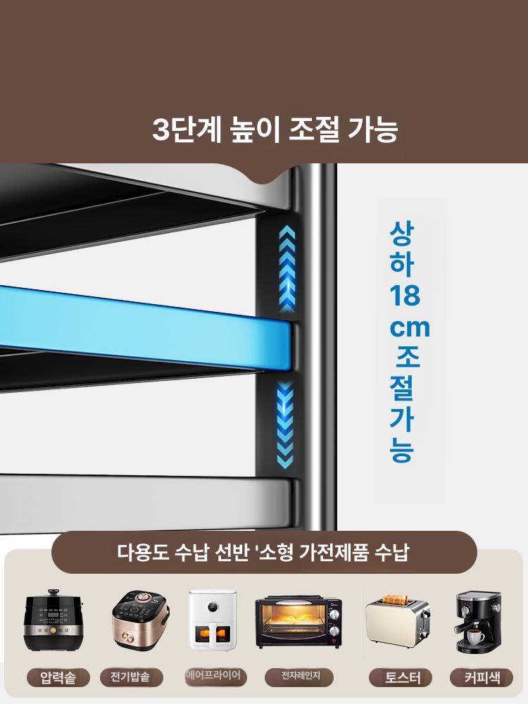 슬라이딩 밥솥 선반 수납장 전자레인지 인출형 레일 철제 건메탈그레이 2칸 40cm 2칸 - 상세 이미지 3