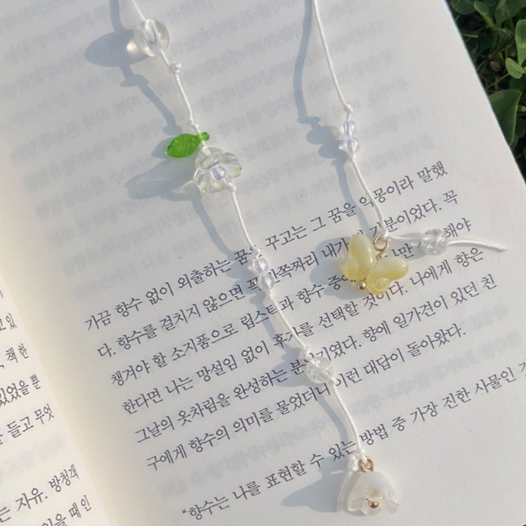 비즈 끈갈피 DIY 만들기 네잎클로버 은방울꽃 책갈피 키트 과일 북마크 독서템 북마커 - 상품 이미지