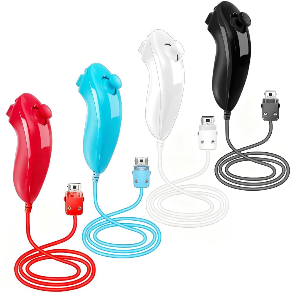 DTianSir 4PCS Wii Nunchuck Controllers WiiU Game Joystick with U Remote Compatible Wii/Wii Gamepads( - 상품 이미지