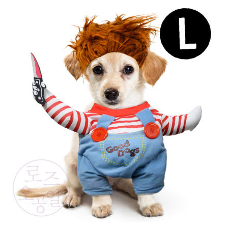 지아오협력사 조조 펫 의상 할로윈 코스튬 쳐키 티셔츠 L 강아지옷 강아지의상