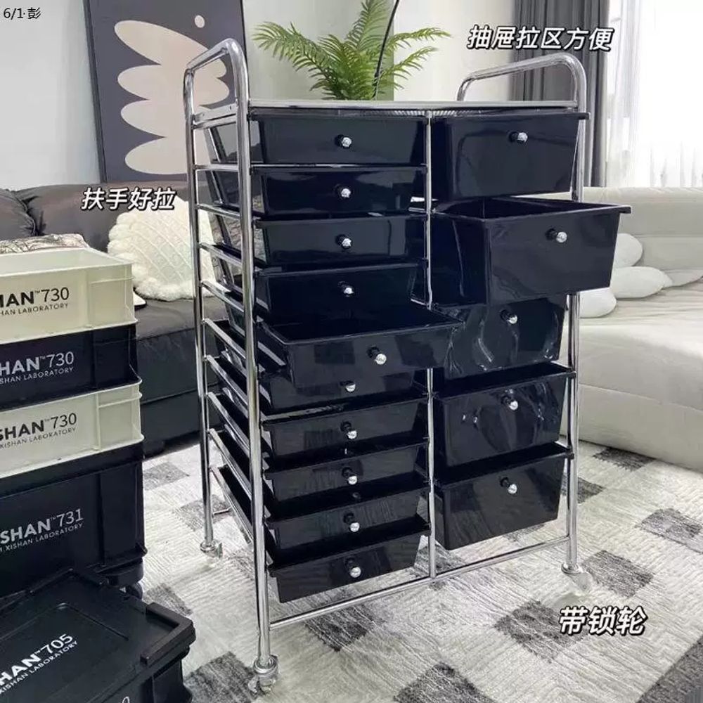 가위정리대 트롤리 미용실 캐비닛 롯드장 이동식 서랍 - 상품 이미지