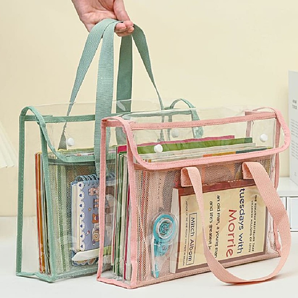 PVC 투명 손잡이 북파우치 A4 서류파우치 학원 여행 보조가방 박대표마켓 - 상세 이미지 4
