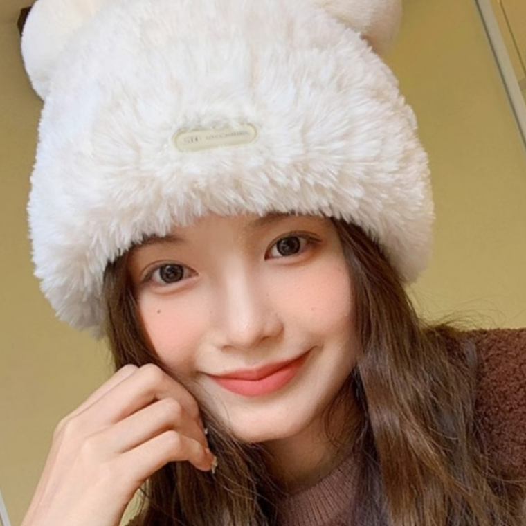 동물 귀달이 모자 여자 방한 캐주얼 털 비니 - 상품 이미지