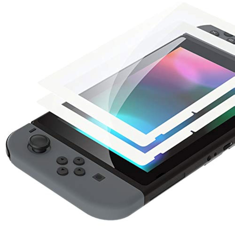 2 Pack White Border Transparent Screen Clear [Anti-Scratch, Nintendo Glass Shatterproof, Saver for - 상품 이미지