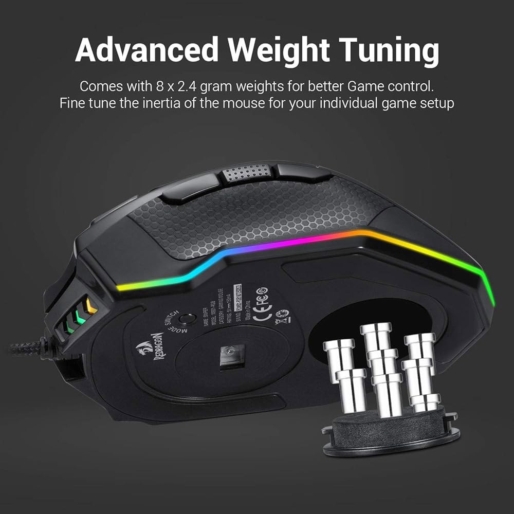 Redragon M801 Mammoth 16400 DPI 스위치 마우스 사용자 프로그래밍할 프로필, PC용, 5개의 프로그래밍 있는 무게 Omron 게이밍 레이저 버튼, 가능한 - 상세 이미지 3