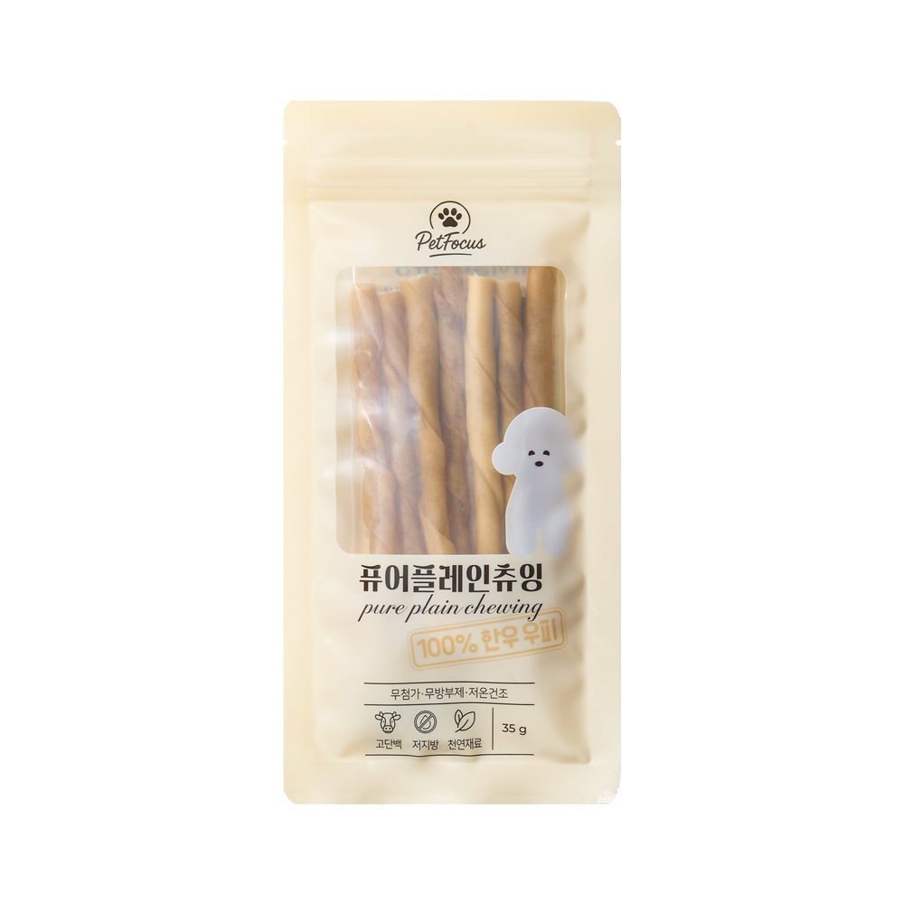 수제 강아지껌 치석제거 덴탈껌 오래먹는 개껌 한우우피 퓨어플레인츄잉, 35g, 1개 - 상품 이미지