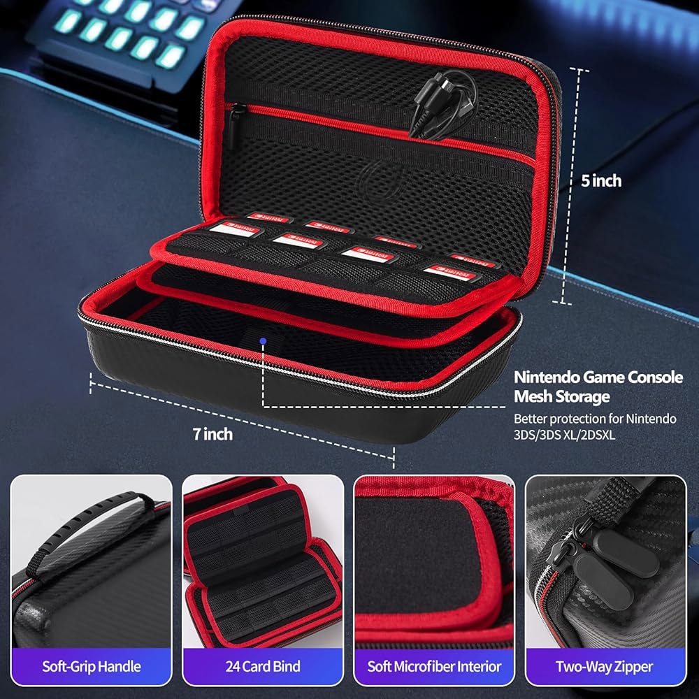 Jekarsy Three-in-One Kit for Nintendo and Charger Front Cable Protector, Adapter 3DS XL, 2DS Case, - 상세 이미지 2