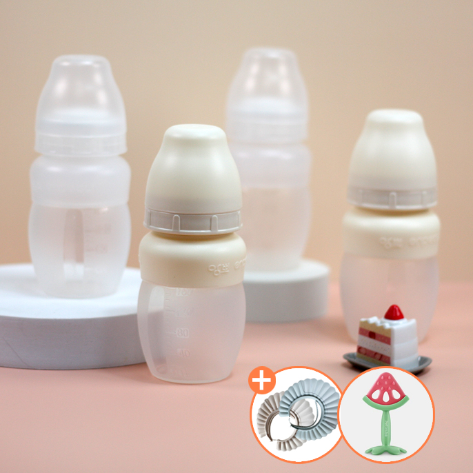 앙뽀Q 트윈팩(2P) 노꼭지160ml 280ml 배앓이방지 실리콘 신생아젖병 국내생산 - 상세 이미지 4