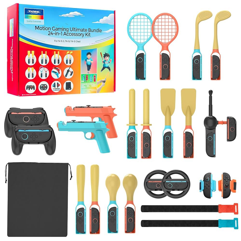 24-in-1 Accessory Kit Compatible with Ultimate Tennis Sports Nintendo Includes Wheels Motion Switch - 상품 이미지