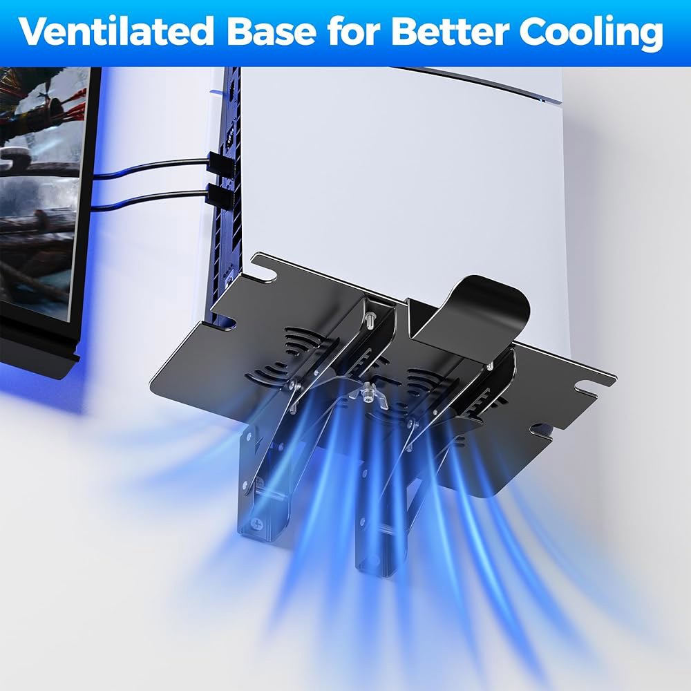 ZHGM Foldable Wall Mount Kit 1 Slim/Pro/PS5 Saving Metal Controller 2 Original, Space Hanger, Shelf - 상세 이미지 3