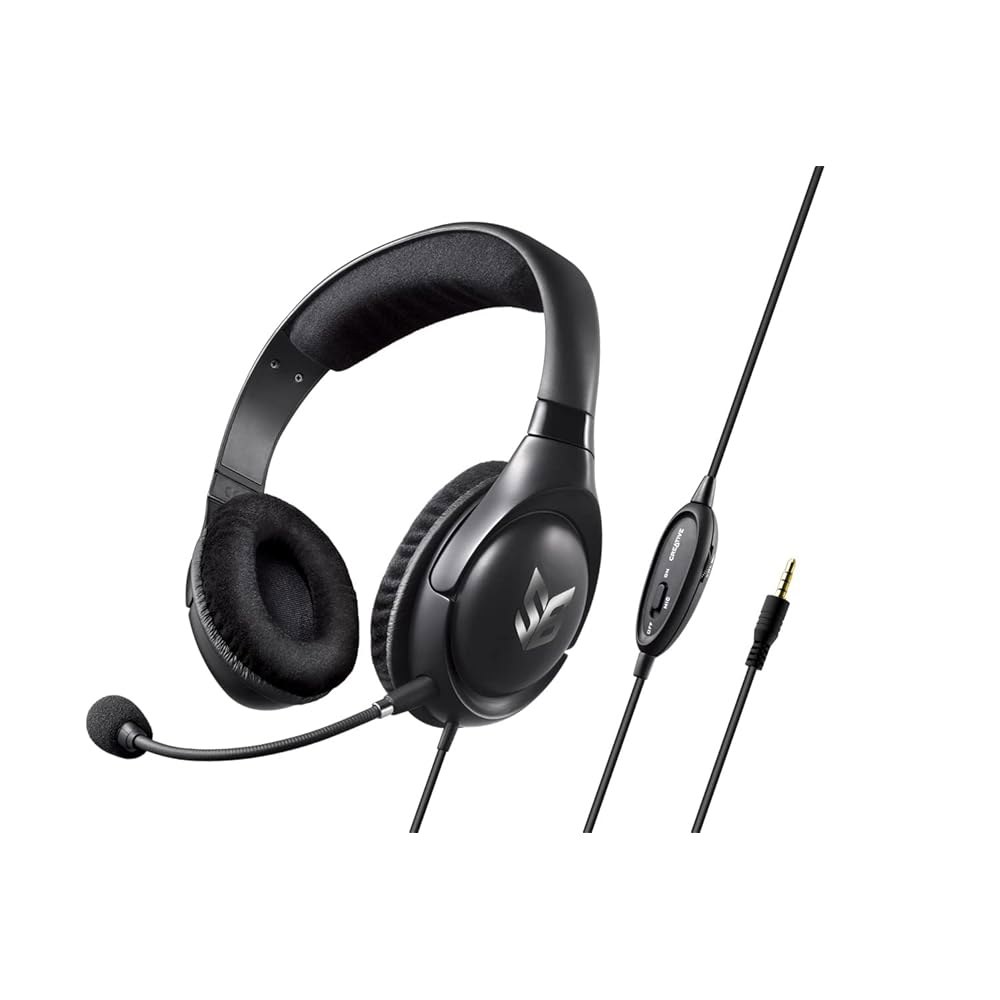 Sound Blaster 블레이즈 V2 오버이어 포함, 컨트롤 캔슬링 음소거 PC/맥/콘솔용 탈착식 볼륨 마이크, 게이밍 마이크 헤드셋, 노이즈 - 상품 이미지
