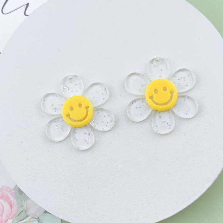 데이지 꽃 빅스마일 키링 열쇠고리 만들기 재료 펜던트 diy 아크릴 가방 고리 단체선물 백참