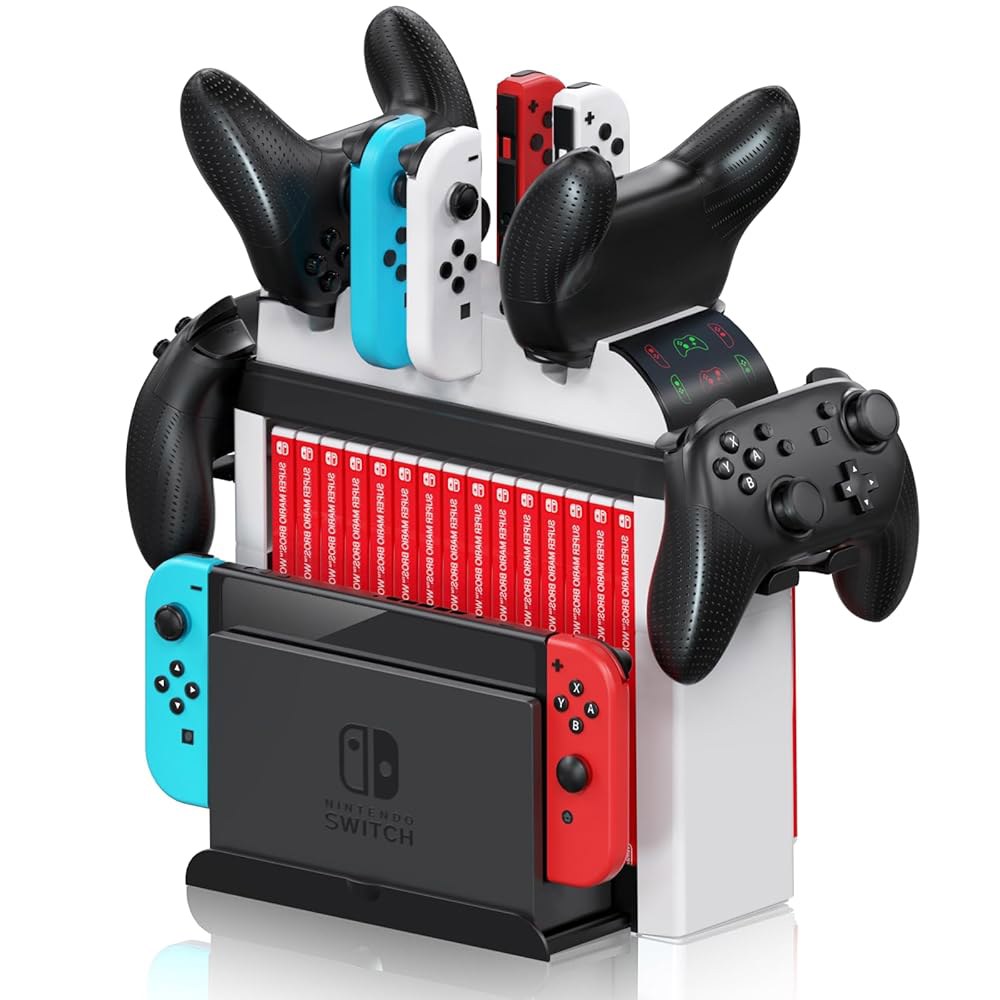 Switch Games 닌텐도 스위치 및 도크 키트 컨트롤러용 보관 액세서리 랙 조이콘/오리지널 스탠드 - 오거나이저 충전 프로 Nargos OLED 홀더 - 상품 이미지